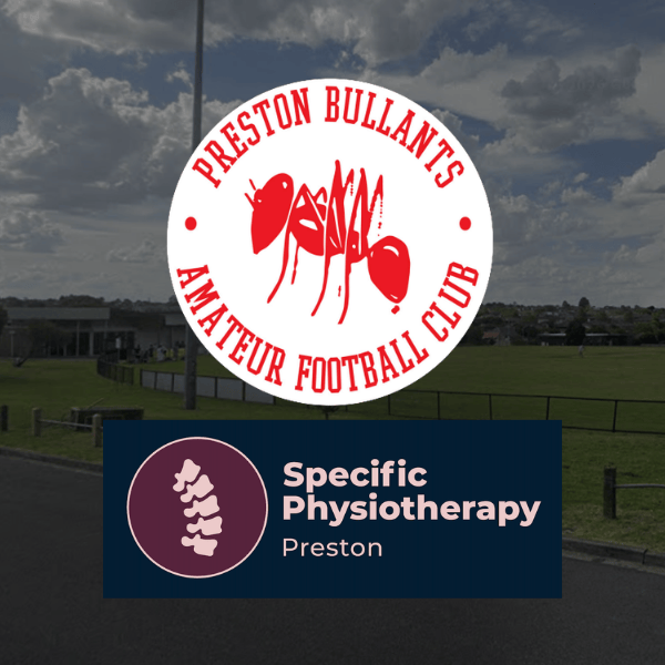 Specific Physiotherapy Preston and Preston Bullants AFC logos together as major sponsor partnership 2026